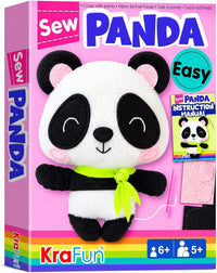 KRAFUN Beginner Sewing Kit, Sew Kitten & Mouse, Pre-Cut Felt - Panda