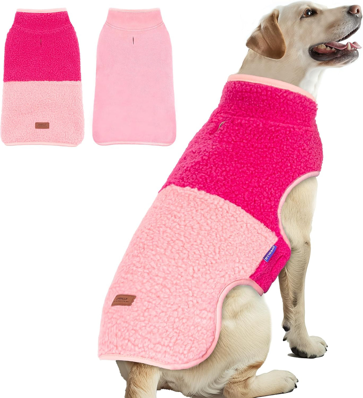 Sherpa Dog Coat Reversible Dog Jackets for Small Dogs, Pink, M – Essentials for Dogs - Rose Red / XX-Large (38-65lbs)