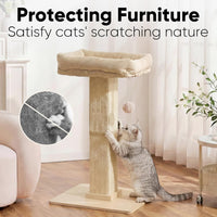 FUKUMARU Retro-Style Cat Scratching Post with Perch for Indoor Adult - Beige - image 4