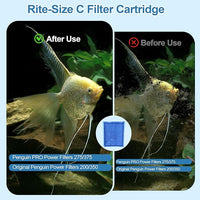 6 Pack Fish Tank Filter Cartridge, Rite-Size C filter cartridges Compatible with Marineland Penguin PRO Power Filters 275/375 & Original Penguin Power Filters 200/350 and AQUA-Tech 20-40 & 30-60