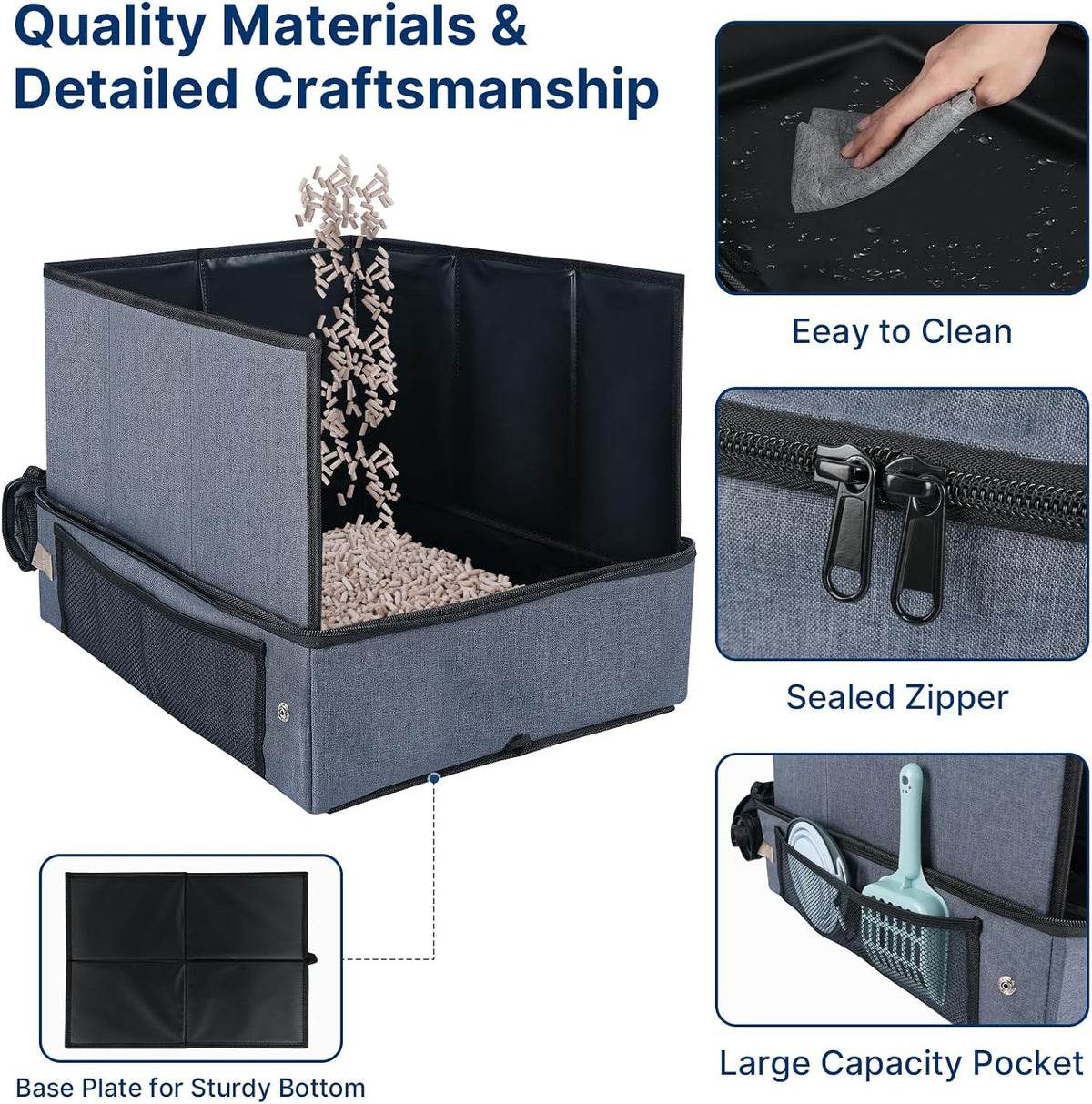17.7"x13.5"x13.7" Travel Litter Box for Cats - image 4