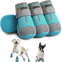 Hcpet Dog Shoes for Large Dogs, Breathable Dog Booties for Small Medium Dogs, Anti-Slip Dog Boots & Paw Protectors for Hot Pavement Winter Snow Hiking with Reflective Straps Blue Size 2