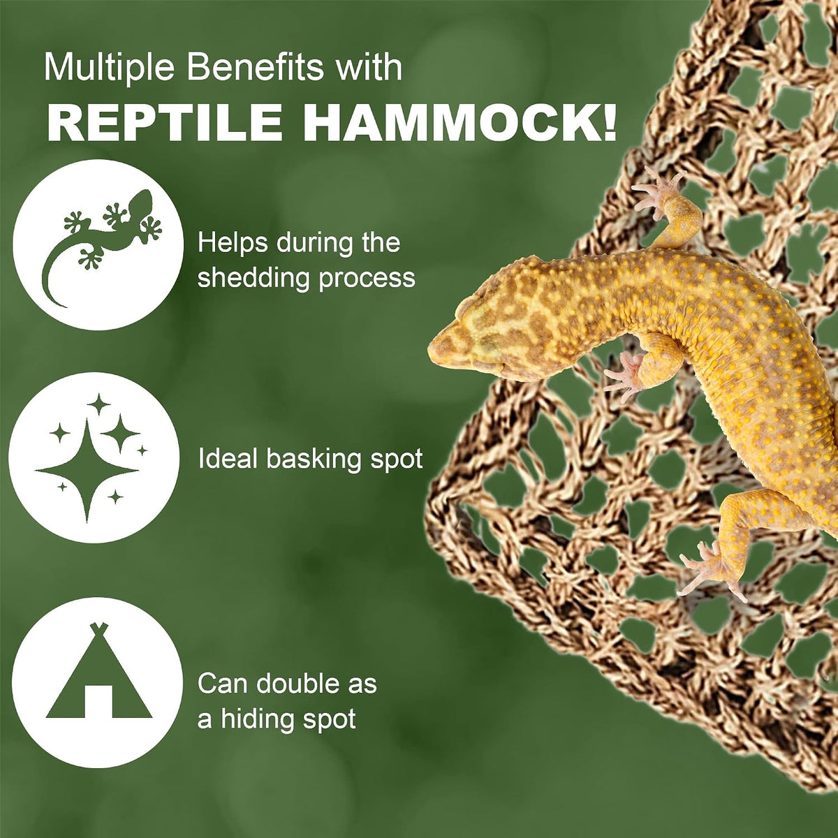 SunGrow Leopard Gecko, Hermit Crab, Reptile Hammock, Handwoven - 1 Pieces (22 x 7 in) - image 4