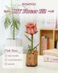 rowood 3D Puzzles for Adults - Pink Rose - image 2