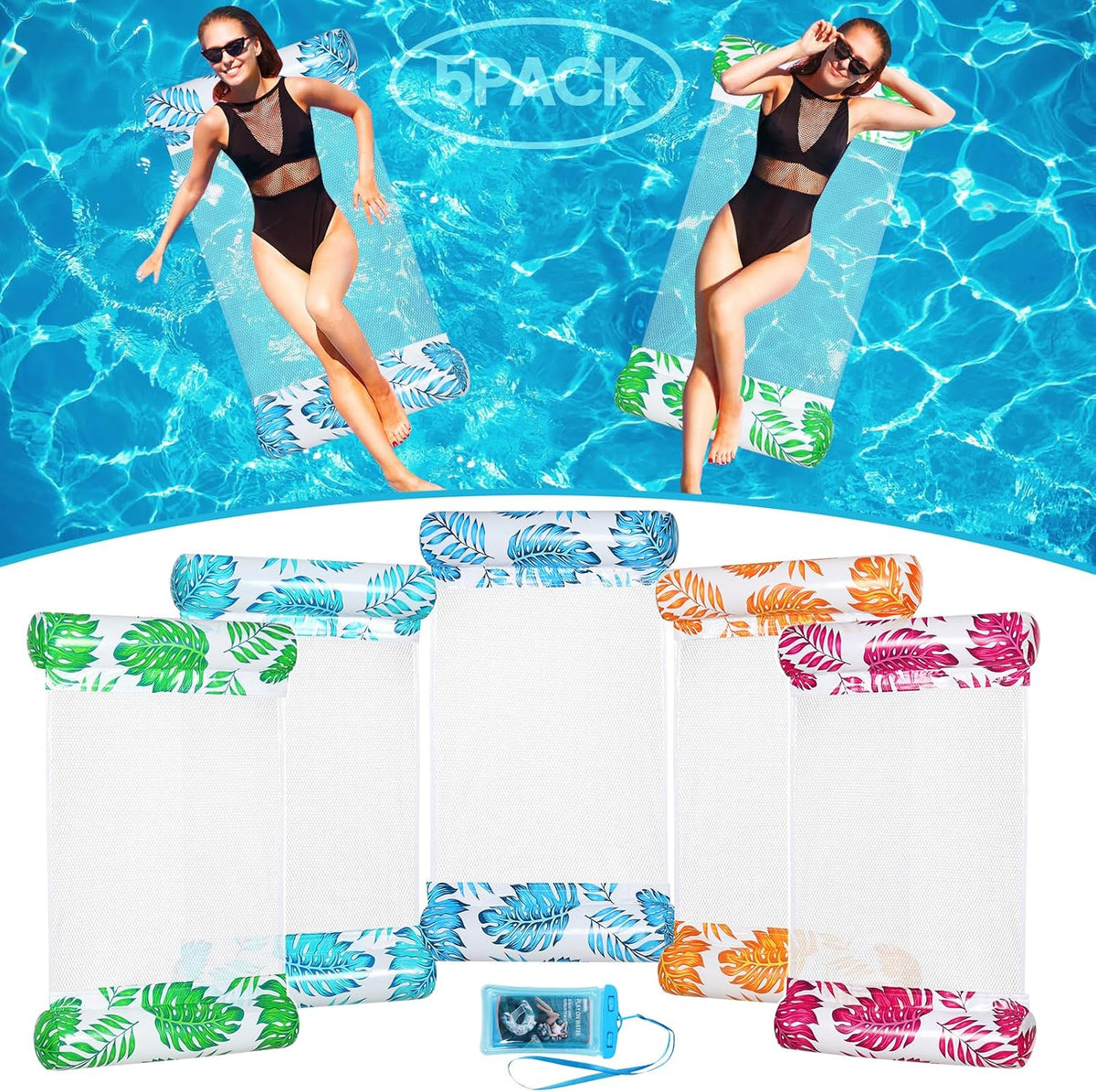 Auspicious Rain 4-in-1 pool hammock floats in assorted colors - view 2