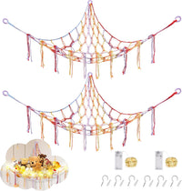 CERETIA Stuffed Animal Hammock Large Corner Plushie Net Storage - Rainbow / Large-(Package of 2)