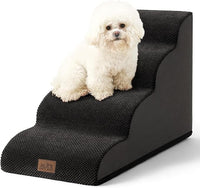 Dog Stairs for Small Dogs 19.7" H, Curved Dog Step for Puppy, Older or Cat, Medium Pet Ramp for Sofa, Couch or Bed, Ladder with High Density Foam, 15.7x28.3x19.7 inch, 4 Step, Black