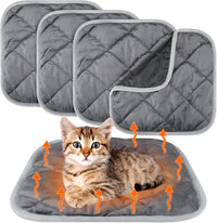 4 Pack Self Heating Cat Pad Self Warming Dog Mat - 12 x 12 Inch / Gray