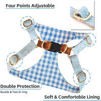 Puppytie XS Dog Harness and Leash Set, Denim Brown, XS – Essentials for Dogs - checked-blue / XXS(2.2-6lb) - image 3