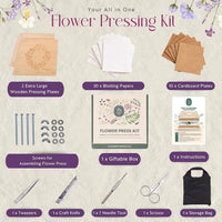 Greta Grace Co. extra large 11x11 wooden flower press kit with blotting papers and tools - view 2