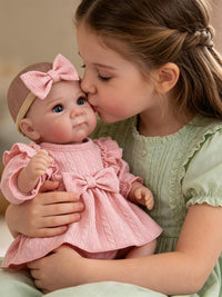 EKOKIZ blue reborn baby doll dress set with hairband and shoes for 17 to 20 inch dolls - view 26