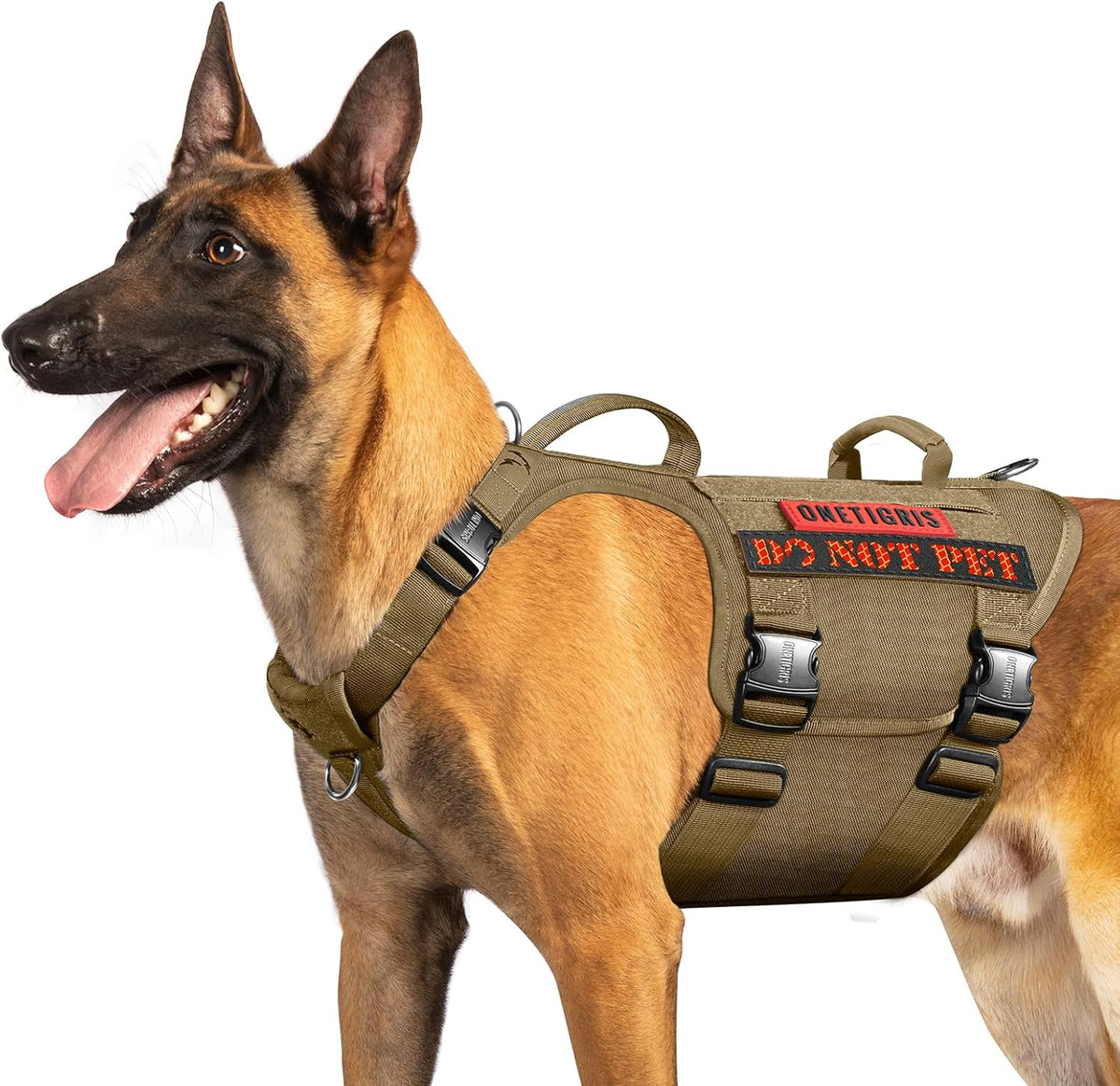 OneTigris Tactical Dog Harness with 5X Metal Buckle - XL / Brown