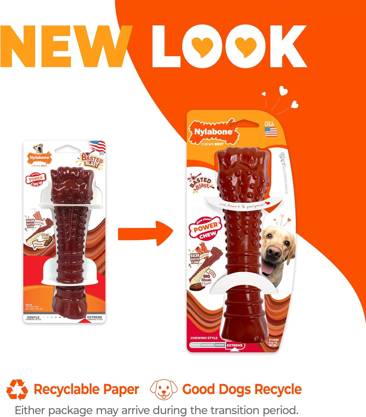 Nylabone Power Chew Basted Blast Dog Chew Toy - Bacon & Steak / X-Large - image 2