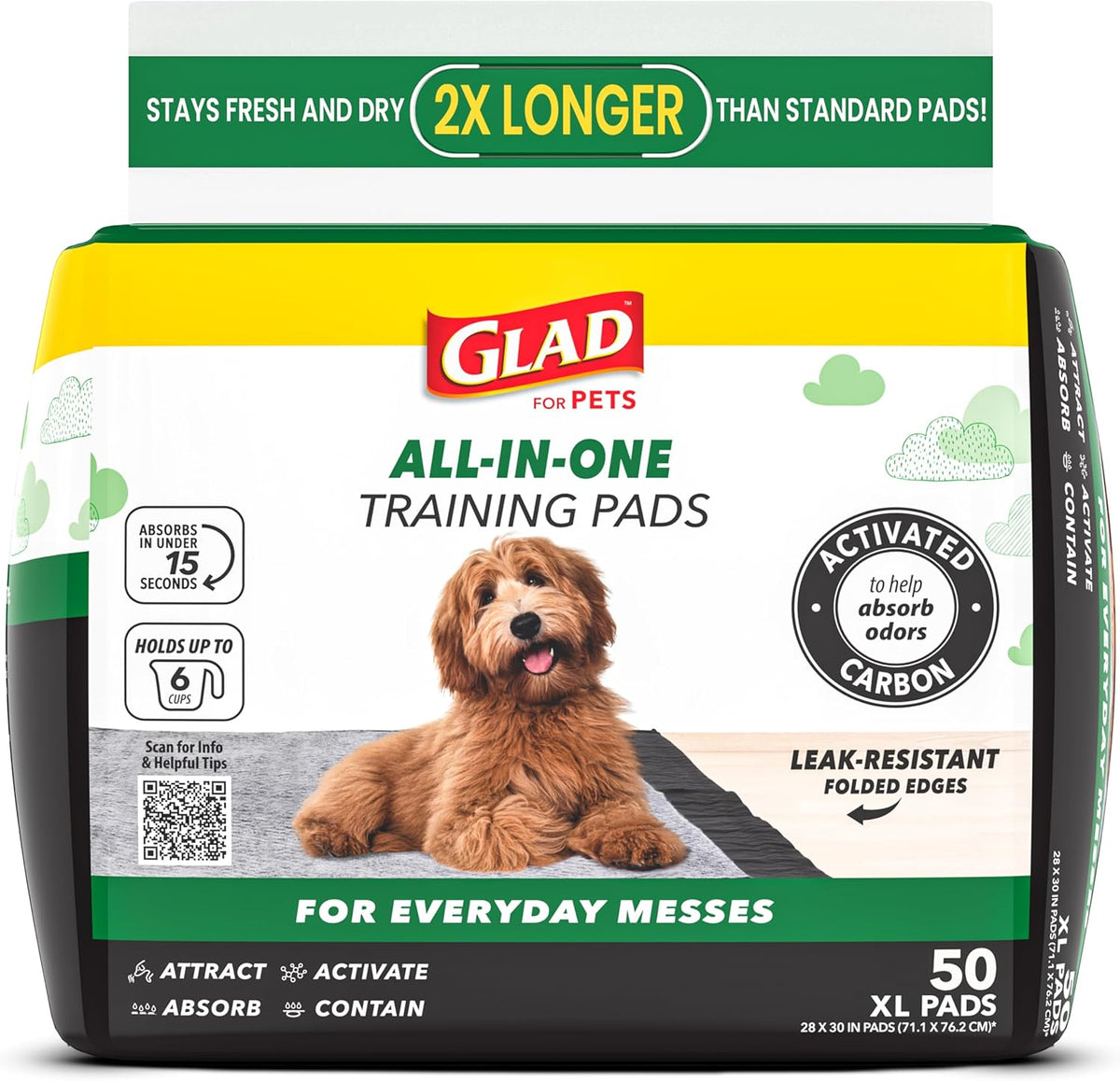 Glad for Pets, Activated Carbon Disposable, Dog Pee Pads - X-Large / 50.0