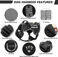 WINSEE Service Dog in Training Mesh Harness with 10 Removale Pet - Small / Black - image 4