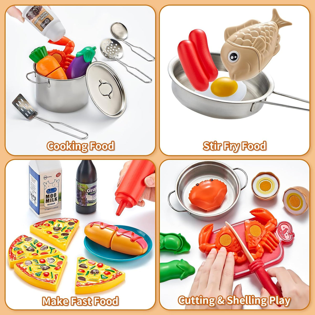 Kidsciety 52Pcs Kids Pretend Play Kitchen Accessories - image 3