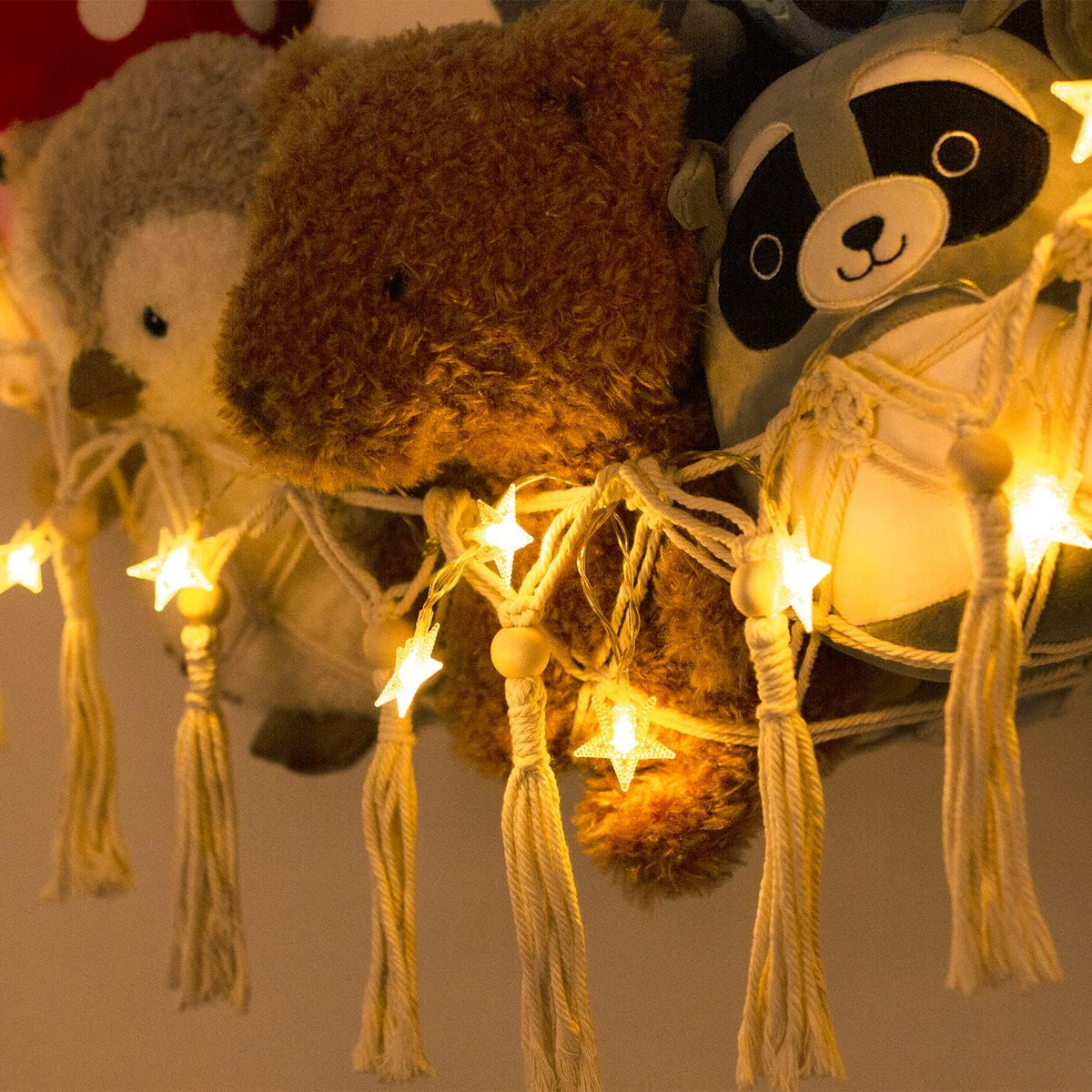 Stuffed Animal Toy Storage Hammock with LED Light - Beige / XL (43"*43"*55") - image 4