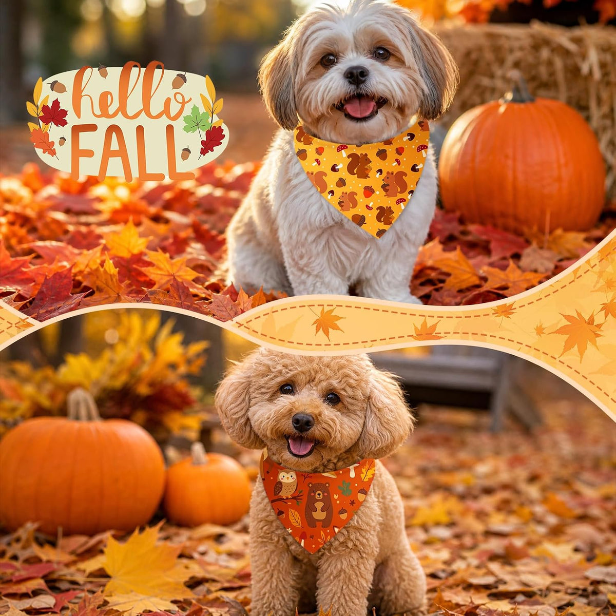 Abbylike 100 Pcs Fall Thanksgiving Dog Bandanas Bulk - Woodland Autumn / 19.7 x 13.8 x 13.8 Inch - image 4