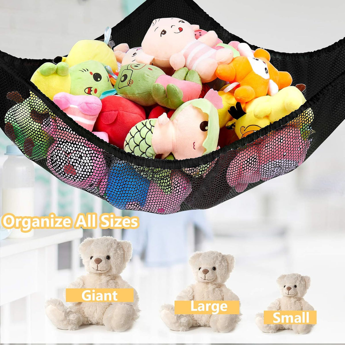 Stuffed Animal Net or Hammock, Stuffed Animal Net - Black / 83 Inch (Pack of 2) - image 3