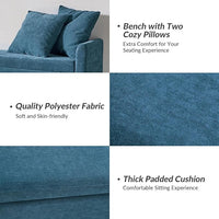 HULALA HOME Modern Storage Bench with Throw Pillows, 59.4" Extra Long Bedroom Ottoman Bench for End of Bed, Comfy Upholstered Footstool for Entryway Dining Room Living Room, Teal