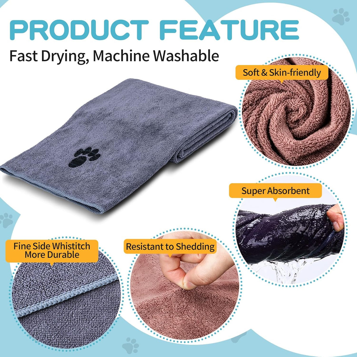 2 Pack Microfiber Dog Towels for Drying Dogs - Grey + Brown / 6-Pack - image 3