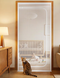 BFNN Cat Proof Screen Door, Extra Tall Mesh Gate - White / Fits Door Opening Size Up to 38''x 82''