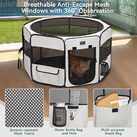 PETSFIT Portable Dog Playpen,36" Dog Play Pen Indoors with Removable Waterproof Mat & Zippered Roof | RV, Camping, Travel Dog Pen | Whelping & Cat Observation Space(36" L x 36" W x 21" H)
