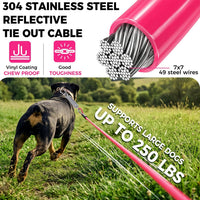Tie Out Cable for Dogs, 50FT Dog Leads for Yard Chew Proof, Heavy Duty Leash for Large Dogs Up - 250lbs / 10ft / Pink - image 2
