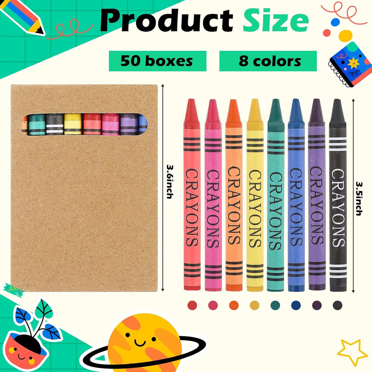 Trandraft bulk crayons in 50 individual mini packs of 8 colors - view 7