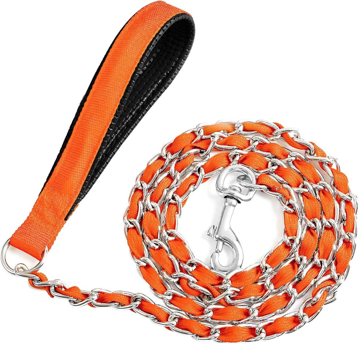 Metal Chain Dog Leash Chew Proof for Dogs - Orange / 6FT 3.0mm (Medium dogs)