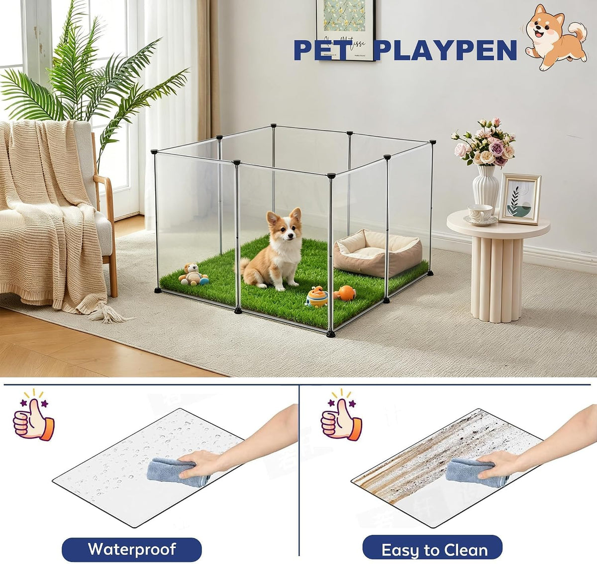BRIAN & DANY Dog Playpen, Large Transparent Pet Playpen - 8 PCS - image 4