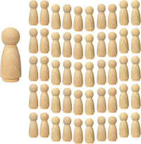 Cregugua 50 pack unfinished birch wood peg dolls, 3/4 x 2 inch wooden people blanks