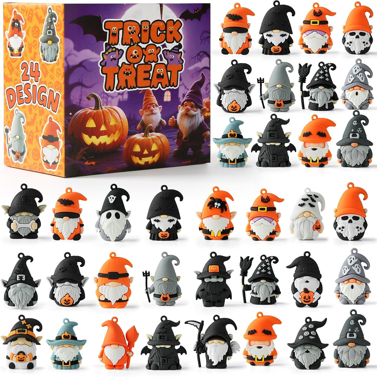 compareye 36 small Halloween gnome figures in black silicone