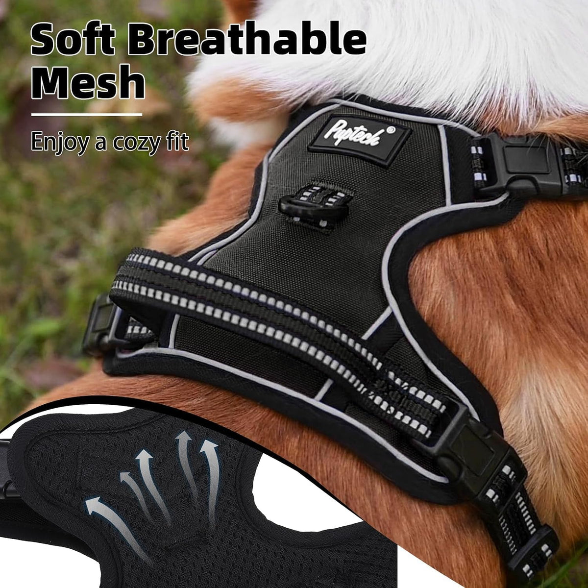 PUPTECK No Pull Halloween Dog Harness for Large - Black / Large / Harness Only - image 4