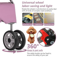 Dog Stroller,3 Wheels Travel Folding Pet Stroller for Small Medium Dog Cat Jogger Stroller with Storage Basket Removable Liner Pink