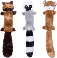 ZippyPaws Skinny Peltz No Stuffing Dog Toy Pack to Keep Them Busy - Chipmunk, Lemur, Monkey - Large (3-pack)