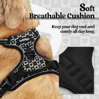 rabbitgoo Dog Harness, No Pull for Large Dogs with 2 Leash Clips - X-Large / Black Grid - image 2
