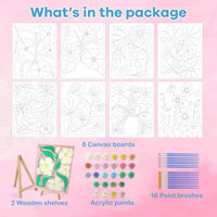 goldentime Kids Paint by Number Kits Including 6 Pre-Drawn Canvas - flowers - image 2