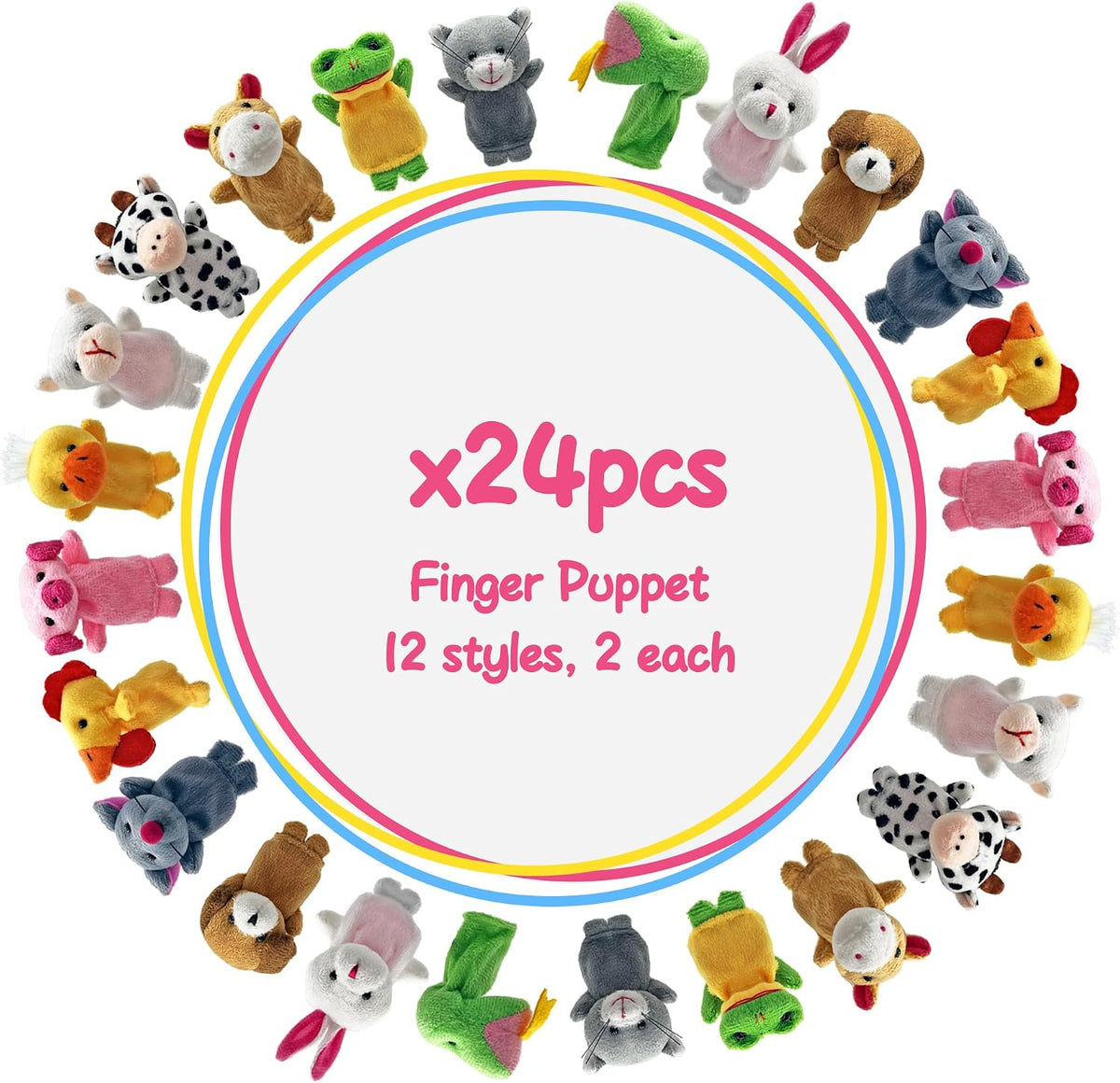 XIPEGPA set of 24 plush animal finger puppets for storytelling - view 6