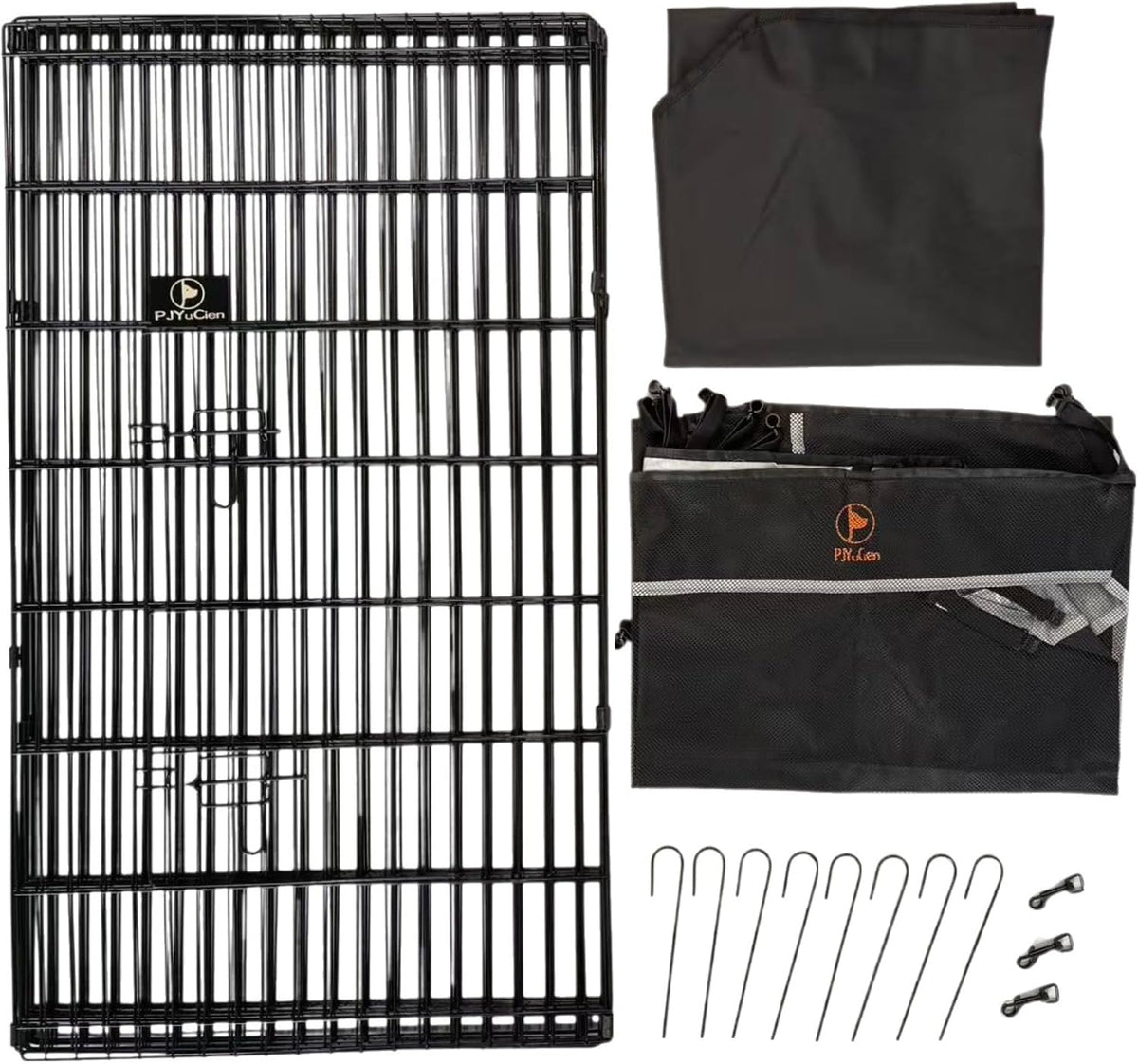 Puppy Playpen with Bottom Pad and Door, 8 Panels 24" H - Black / Large Pen: 42-Inch High / Playpen+Bottom+Top Cover - image 2