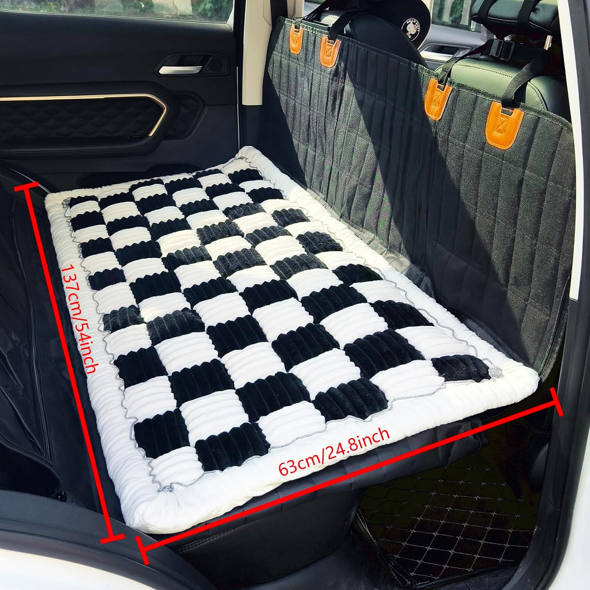 Dog Bed for Car Back Seat - Black&White / 24.8x54 inch - image 2