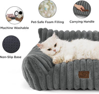 Bedsure ComfyFleece Shown on TV Fluffy Cute Cat Couch for Pets - 30x20x10" / Warm Grey - image 4