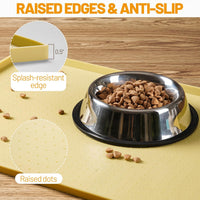 Hubulk Dog Feeding Mat,100% Waterproof Food Grade Silicone Pet Food and Water Bowl - Yellow / 24"l X 16"w - image 3