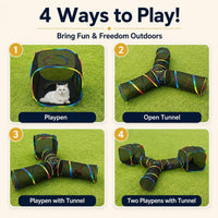 Portable Cat Enclosure, Foldable Playpen for Indoor Cats - 2 Cube+3-Way Tunnel (no tent) - image 3
