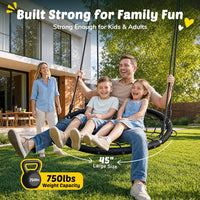 Trekassy 45" Spider Web Saucer Tree Swing with Swivel for Kids - Black / 45 inch - image 2