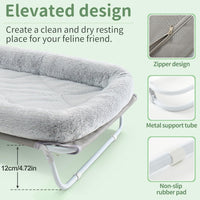 Sunhoo Elevated Cat Bed Foldable Raised Pet Hammock Self-Supporting - Grey - image 2