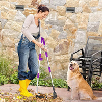 QiMH Upgraded Dog Pooper Scooper Extra Large, Adjustable Long Handle Stainless Metal Pet Poop Tray and Rake Set for Large Medium Small Dogs, Dog Waste Removal Bin Rake, Great for Grass, Street, Gravel