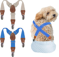 2 Pieces Dog Diaper Suspenders - Blue&Beige / Small/Medium