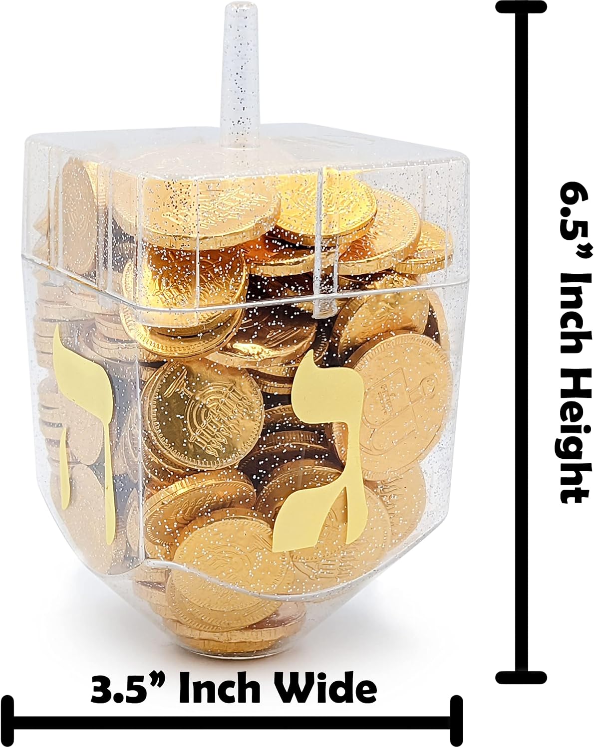 The Dreidel Company jumbo 6.5 inch transparent fillable Hanukkah dreidel - view 7