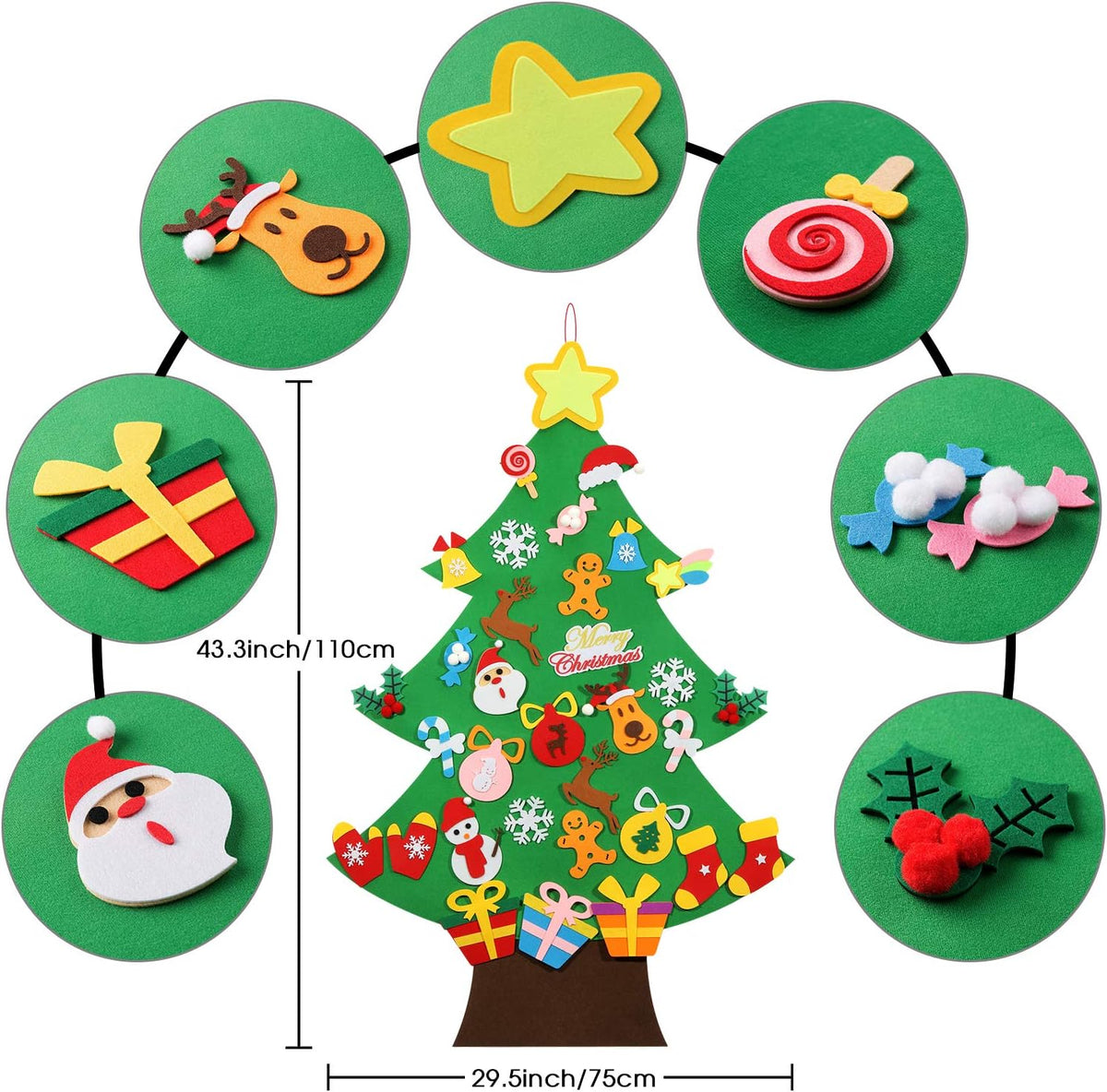 Felt Christmas Tree for Toddlers - Large-3.6FT - image 3